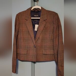 Madewell Plaid Blazer in Brown and Black